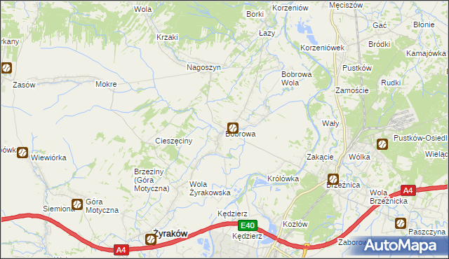 mapa Bobrowa gmina Żyraków, Bobrowa gmina Żyraków na mapie Targeo