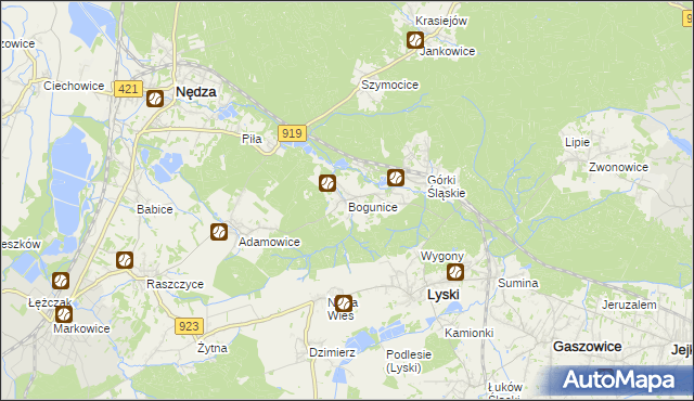 mapa Bogunice, Bogunice na mapie Targeo