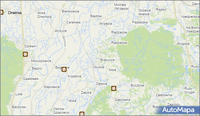 mapa Bratucice, Bratucice na mapie Targeo