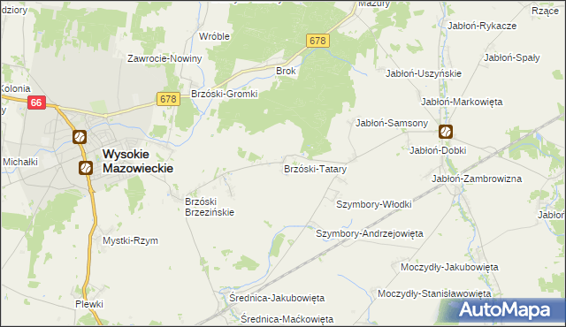 mapa Brzóski-Tatary, Brzóski-Tatary na mapie Targeo