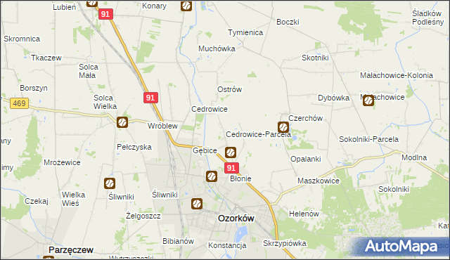 mapa Cedrowice-Parcela, Cedrowice-Parcela na mapie Targeo