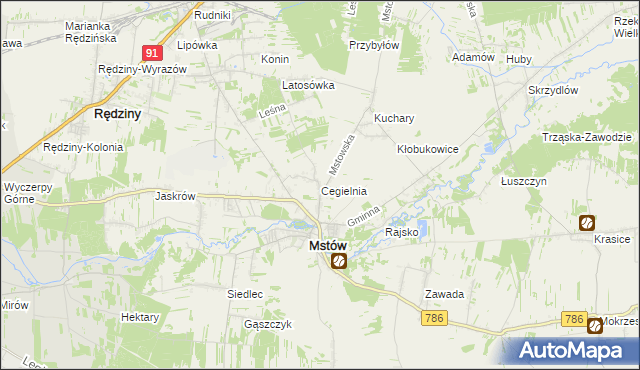 mapa Cegielnia gmina Mstów, Cegielnia gmina Mstów na mapie Targeo