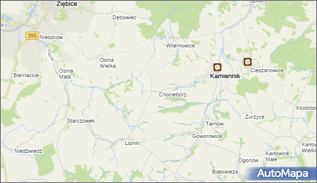 mapa Chociebórz, Chociebórz na mapie Targeo