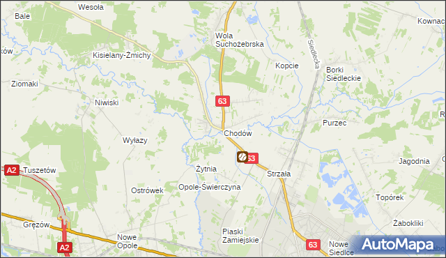 mapa Chodów gmina Siedlce, Chodów gmina Siedlce na mapie Targeo