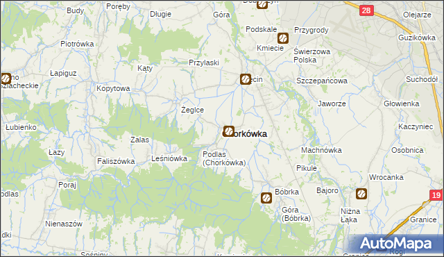 mapa Chorkówka, Chorkówka na mapie Targeo