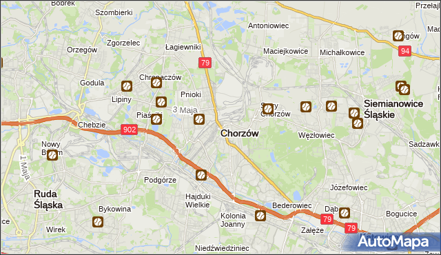mapa Chorzów, Chorzów na mapie Targeo