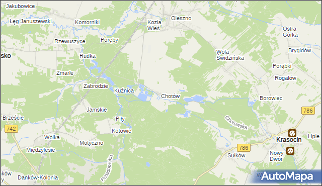 mapa Chotów gmina Krasocin, Chotów gmina Krasocin na mapie Targeo