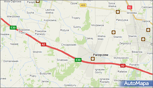 mapa Chrząstów Wielki, Chrząstów Wielki na mapie Targeo