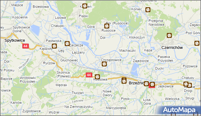 mapa Chrząstowice gmina Brzeźnica, Chrząstowice gmina Brzeźnica na mapie Targeo