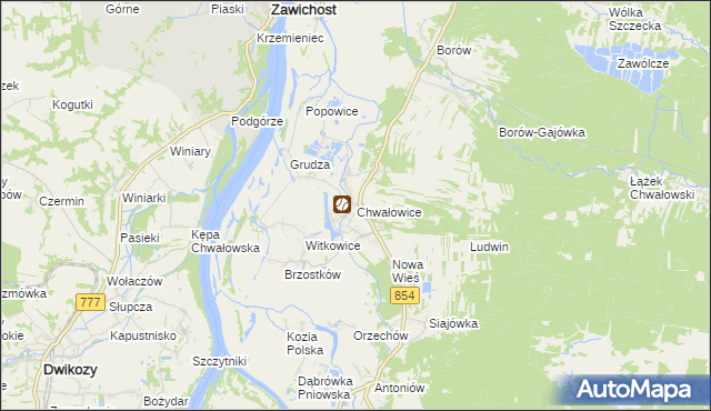 mapa Chwałowice gmina Radomyśl nad Sanem, Chwałowice gmina Radomyśl nad Sanem na mapie Targeo