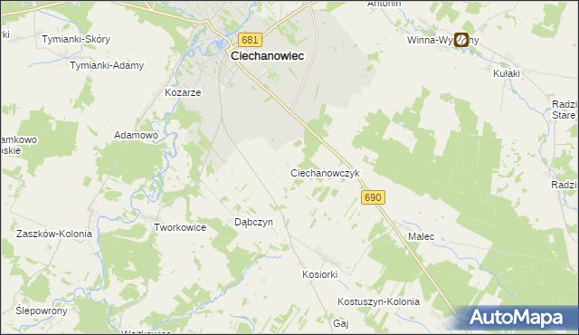 mapa Ciechanowczyk, Ciechanowczyk na mapie Targeo