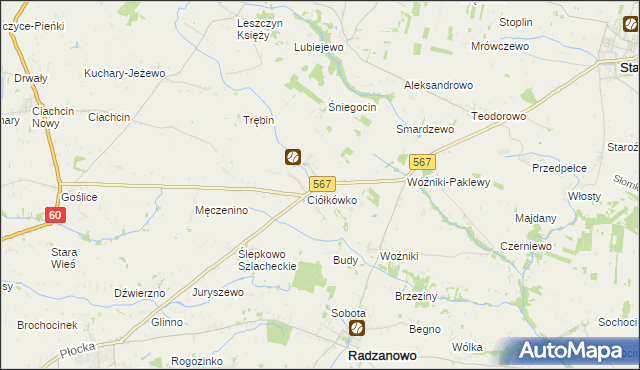 mapa Ciółkowo, Ciółkowo na mapie Targeo