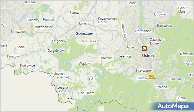 mapa Cisownica, Cisownica na mapie Targeo