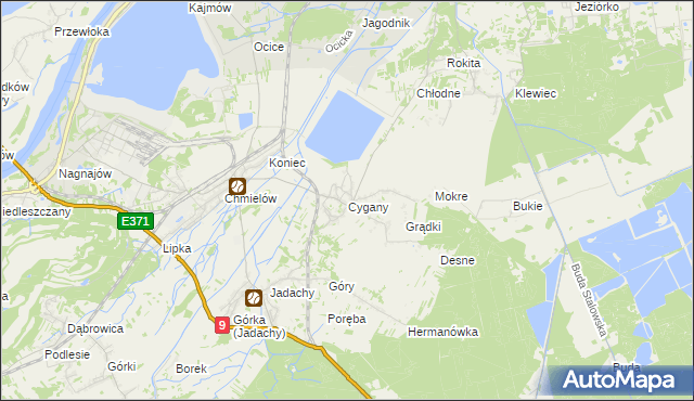 mapa Cygany gmina Nowa Dęba, Cygany gmina Nowa Dęba na mapie Targeo