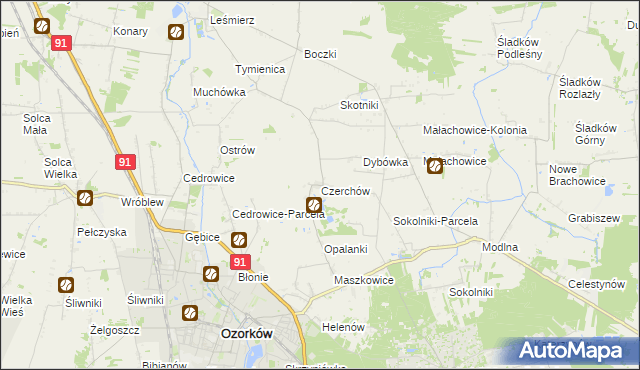 mapa Czerchów, Czerchów na mapie Targeo