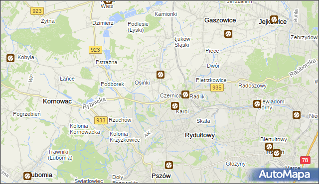 mapa Czernica gmina Gaszowice, Czernica gmina Gaszowice na mapie Targeo