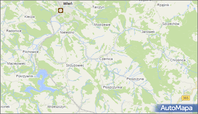 mapa Czernica gmina Jeżów Sudecki, Czernica gmina Jeżów Sudecki na mapie Targeo