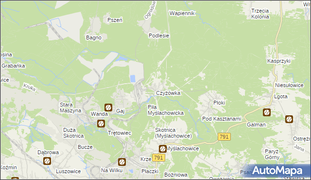 mapa Czyżówka gmina Trzebinia, Czyżówka gmina Trzebinia na mapie Targeo