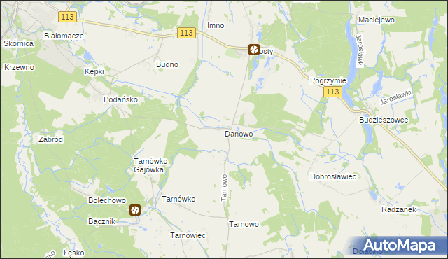 mapa Danowo gmina Goleniów, Danowo gmina Goleniów na mapie Targeo