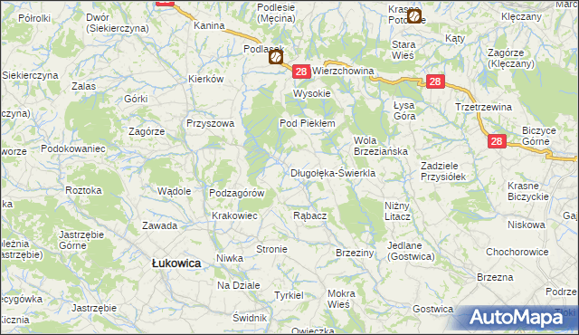 mapa Długołęka-Świerkla, Długołęka-Świerkla na mapie Targeo