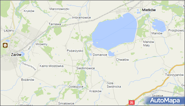 mapa Domanice gmina Mietków, Domanice gmina Mietków na mapie Targeo