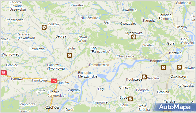 mapa Faliszewice, Faliszewice na mapie Targeo