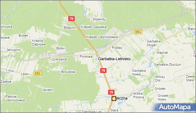 mapa Garbatka-Letnisko, Garbatka-Letnisko na mapie Targeo