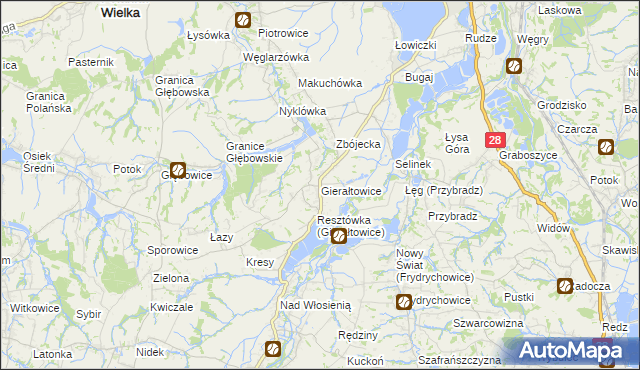 mapa Gierałtowice gmina Wieprz, Gierałtowice gmina Wieprz na mapie Targeo