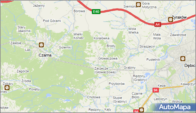 mapa Głowaczowa, Głowaczowa na mapie Targeo