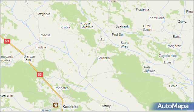 mapa Golanka gmina Kadzidło, Golanka gmina Kadzidło na mapie Targeo