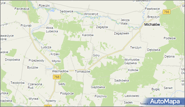 mapa Góry gmina Michałów, Góry gmina Michałów na mapie Targeo