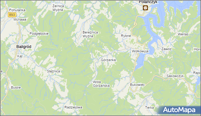 mapa Górzanka, Górzanka na mapie Targeo