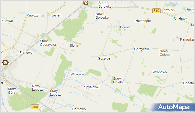 mapa Gorzyce gmina Czempiń, Gorzyce gmina Czempiń na mapie Targeo