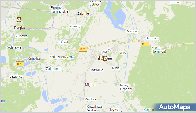 mapa Grębów powiat tarnobrzeski, Grębów powiat tarnobrzeski na mapie Targeo
