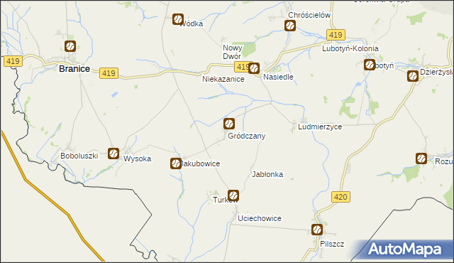 mapa Gródczany, Gródczany na mapie Targeo