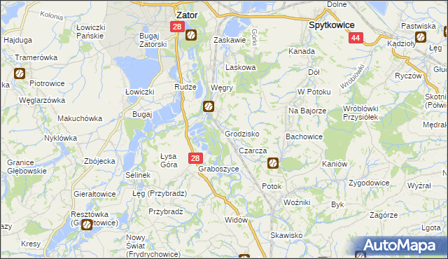 mapa Grodzisko gmina Zator, Grodzisko gmina Zator na mapie Targeo