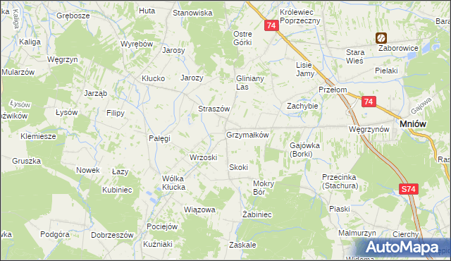 mapa Grzymałków, Grzymałków na mapie Targeo