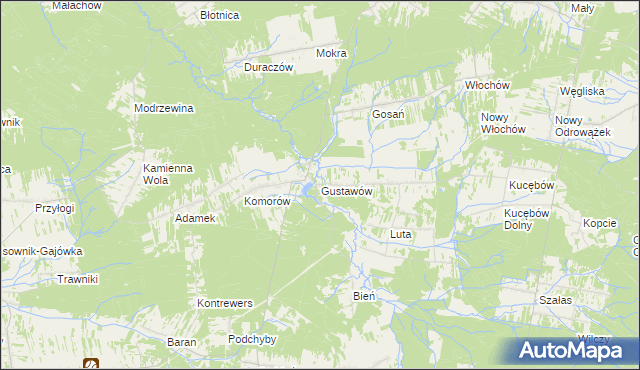 mapa Gustawów gmina Stąporków, Gustawów gmina Stąporków na mapie Targeo