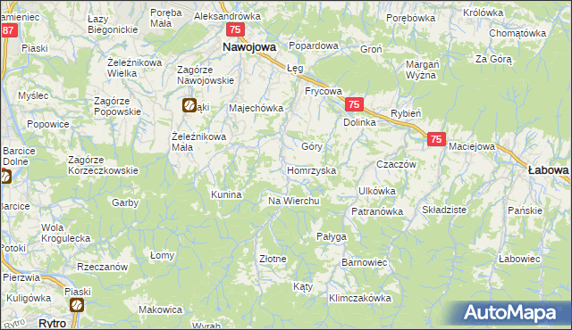 mapa Homrzyska, Homrzyska na mapie Targeo