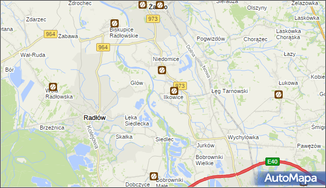 mapa Ilkowice gmina Żabno, Ilkowice gmina Żabno na mapie Targeo