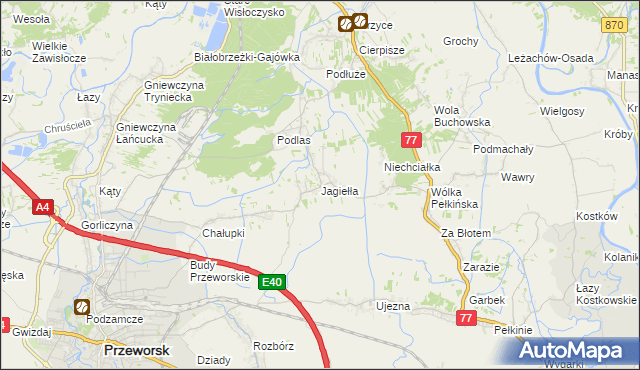 mapa Jagiełła gmina Tryńcza, Jagiełła gmina Tryńcza na mapie Targeo