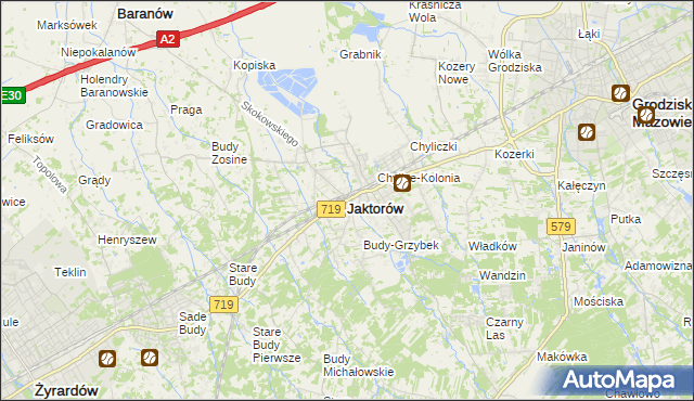 mapa Jaktorów, Jaktorów na mapie Targeo