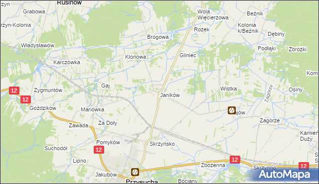 mapa Janików gmina Przysucha, Janików gmina Przysucha na mapie Targeo