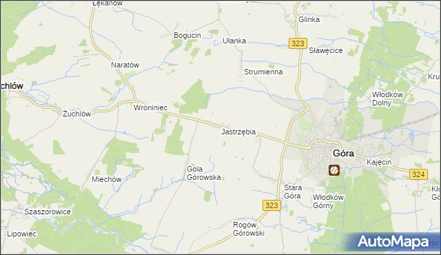 mapa Jastrzębia gmina Góra, Jastrzębia gmina Góra na mapie Targeo