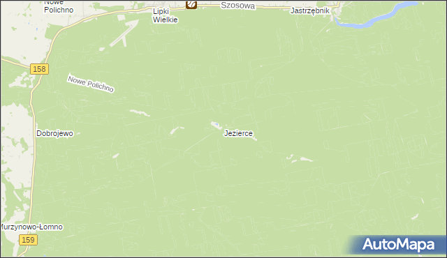 mapa Jezierce gmina Skwierzyna, Jezierce gmina Skwierzyna na mapie Targeo