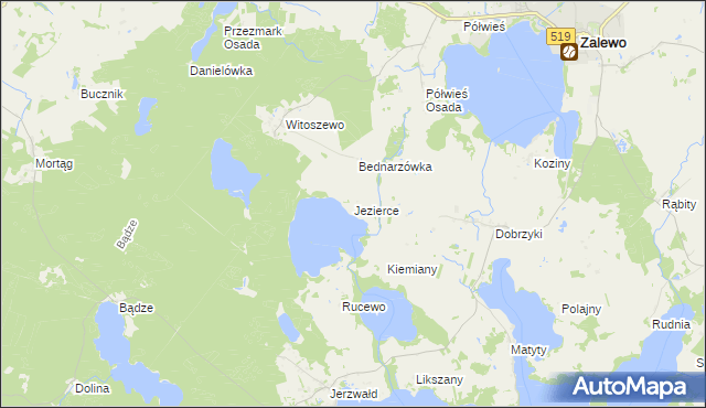 mapa Jezierce gmina Zalewo, Jezierce gmina Zalewo na mapie Targeo