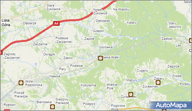 mapa Jodłówka-Wałki, Jodłówka-Wałki na mapie Targeo