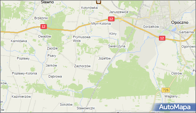 mapa Józefów gmina Sławno, Józefów gmina Sławno na mapie Targeo
