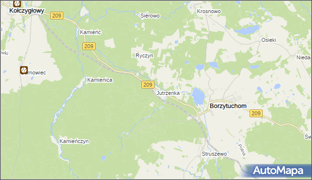 mapa Jutrzenka gmina Borzytuchom, Jutrzenka gmina Borzytuchom na mapie Targeo