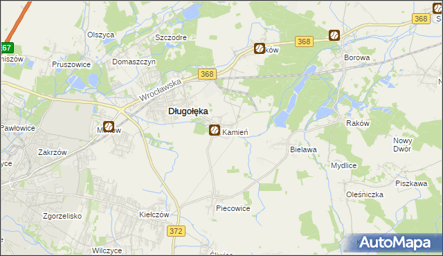 mapa Kamień gmina Długołęka, Kamień gmina Długołęka na mapie Targeo